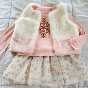 Girls Snowflake Tutu and Vest Set